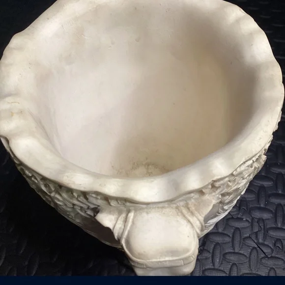 Intricately Carved Bone Elephant-Handle Decorative Vase